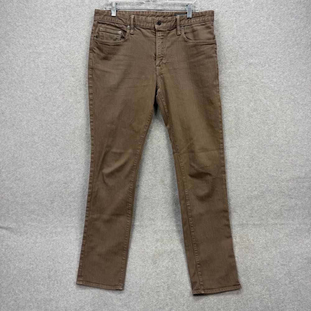 Bonobos Travel Jean Mens 34x32* Brown Slim Straight Denim Stretch Made in USA
